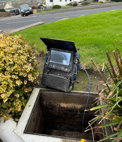 Image of the CCTV drain survey screen during a drainage survey