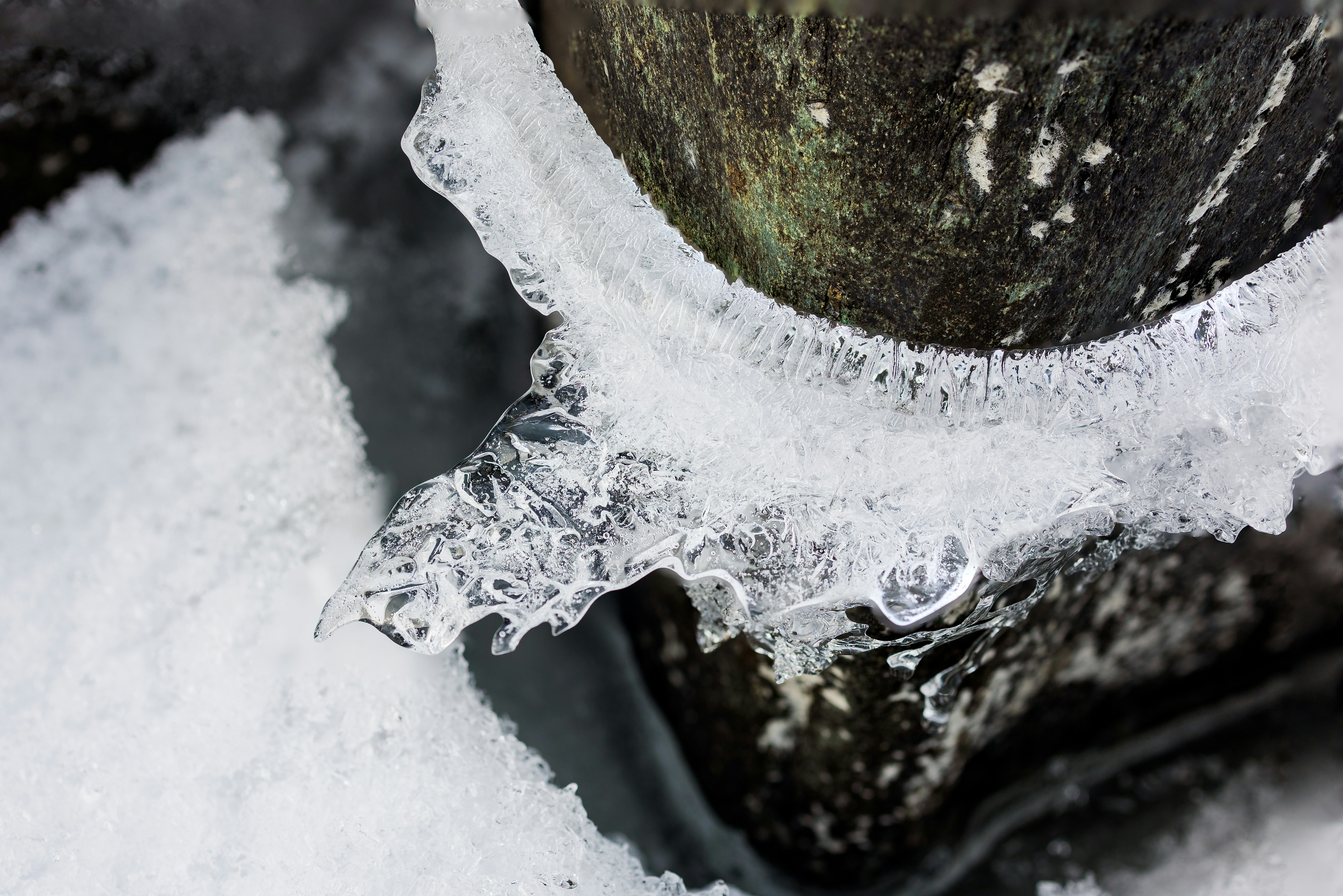 frozen drain zoomed in