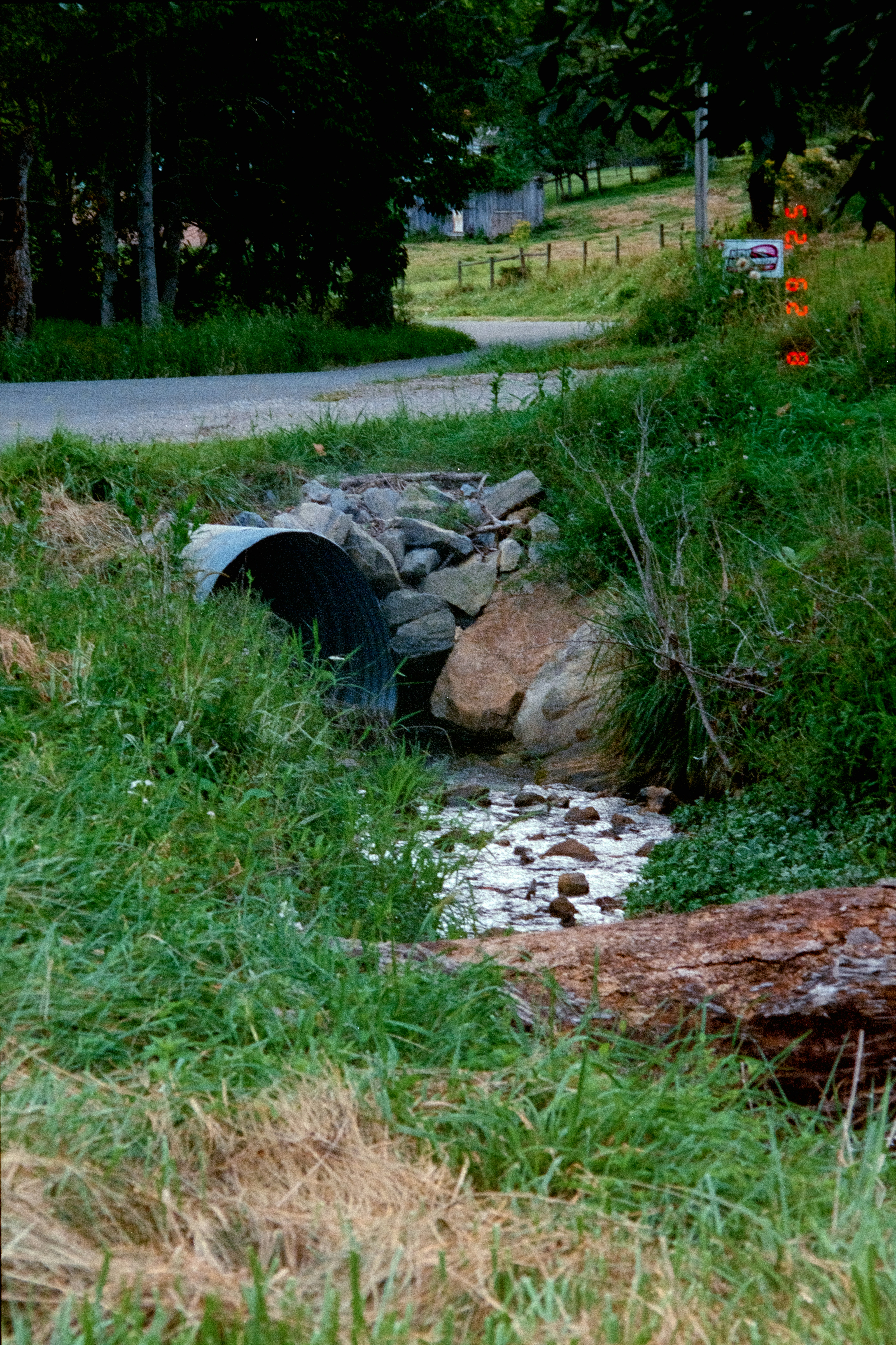 Outside drain with water